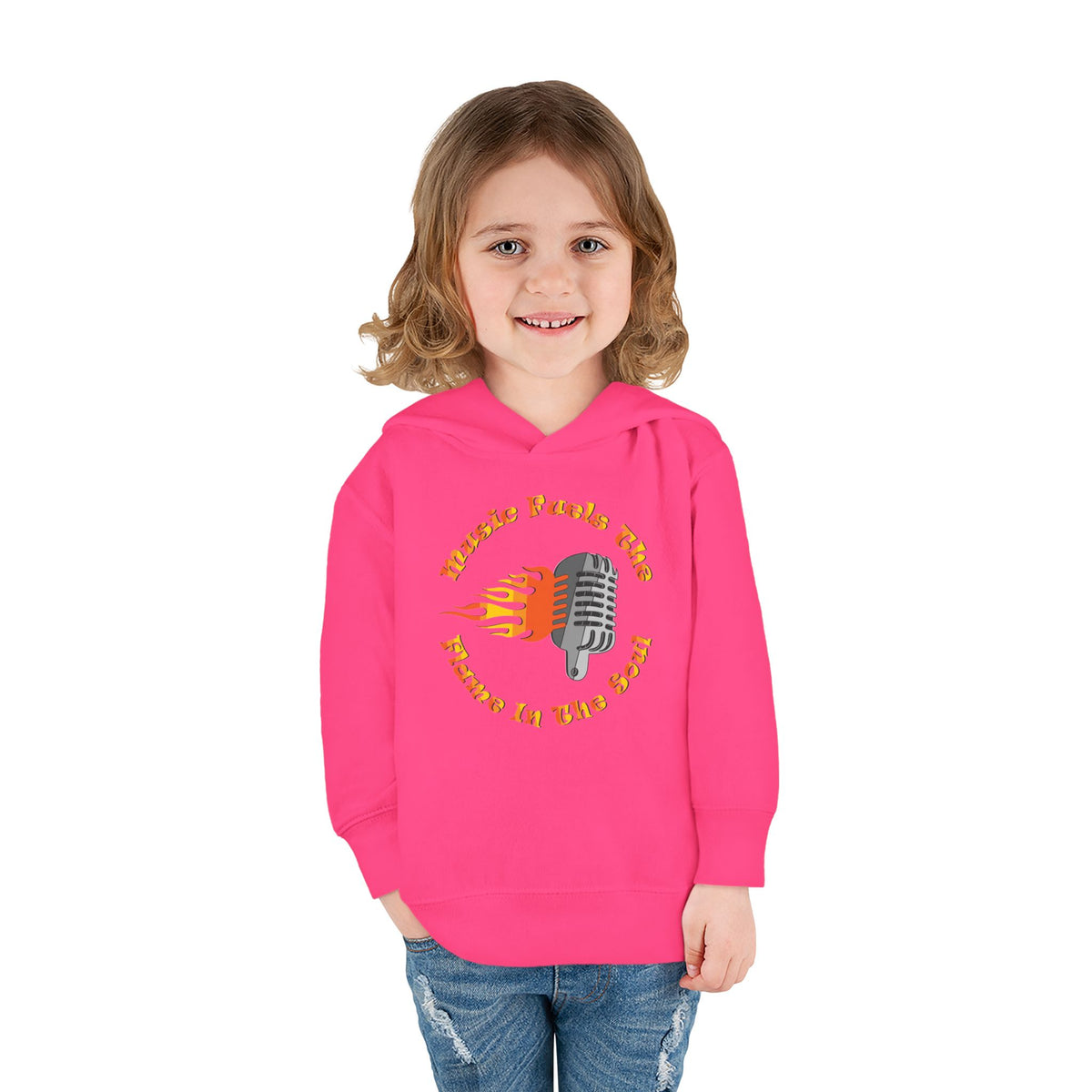 Toddler Retro Microphone Flame Graphic Tee Perfect for Young Musicians