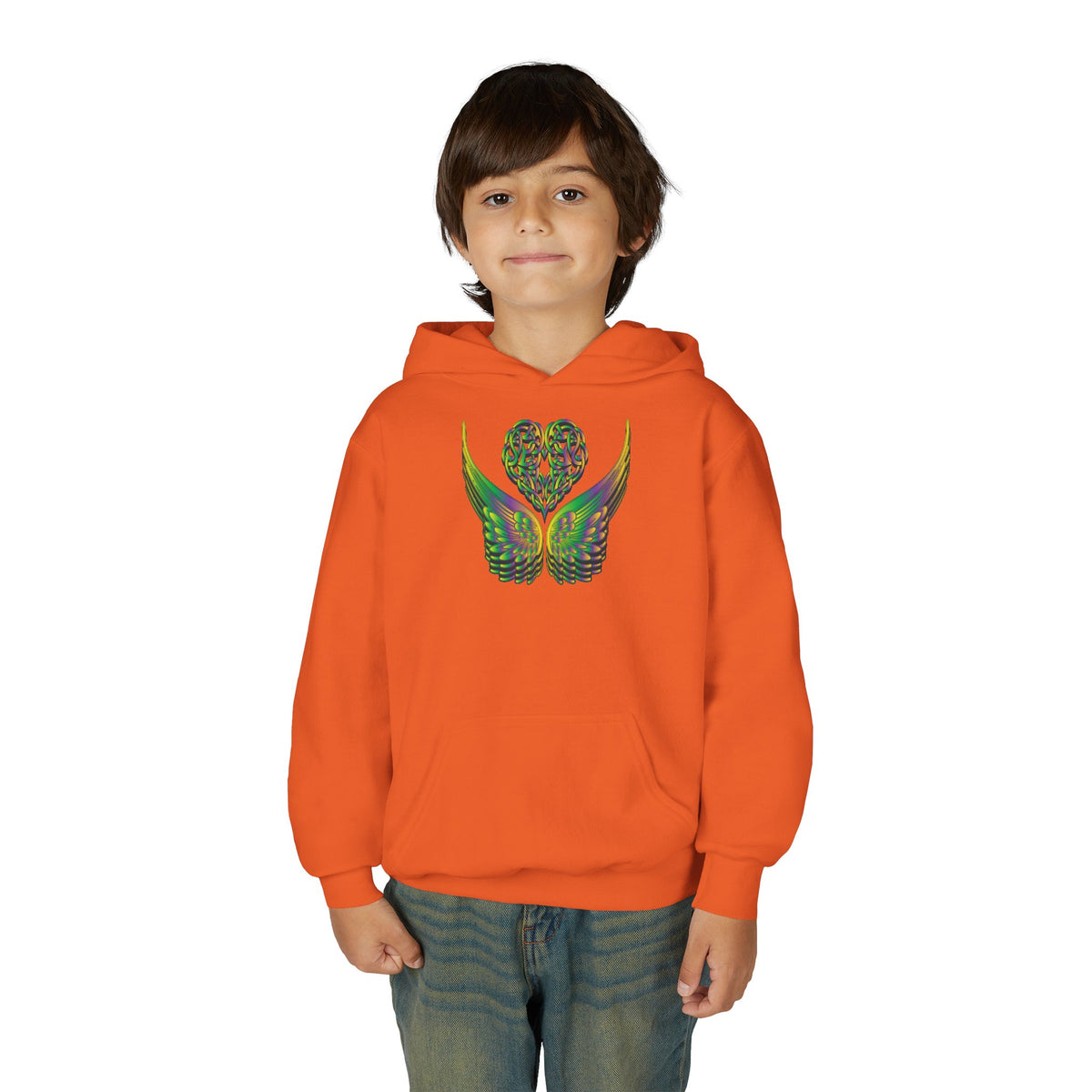 Youth Ethereal Heart and Wings Hoodie - Perfect for Nature Lovers