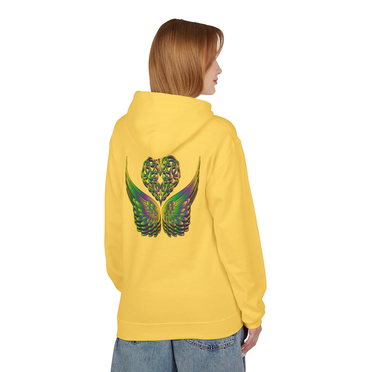 Ethereal Heart & Wings Design - Unisex Softstyle Fleece for All Occasions