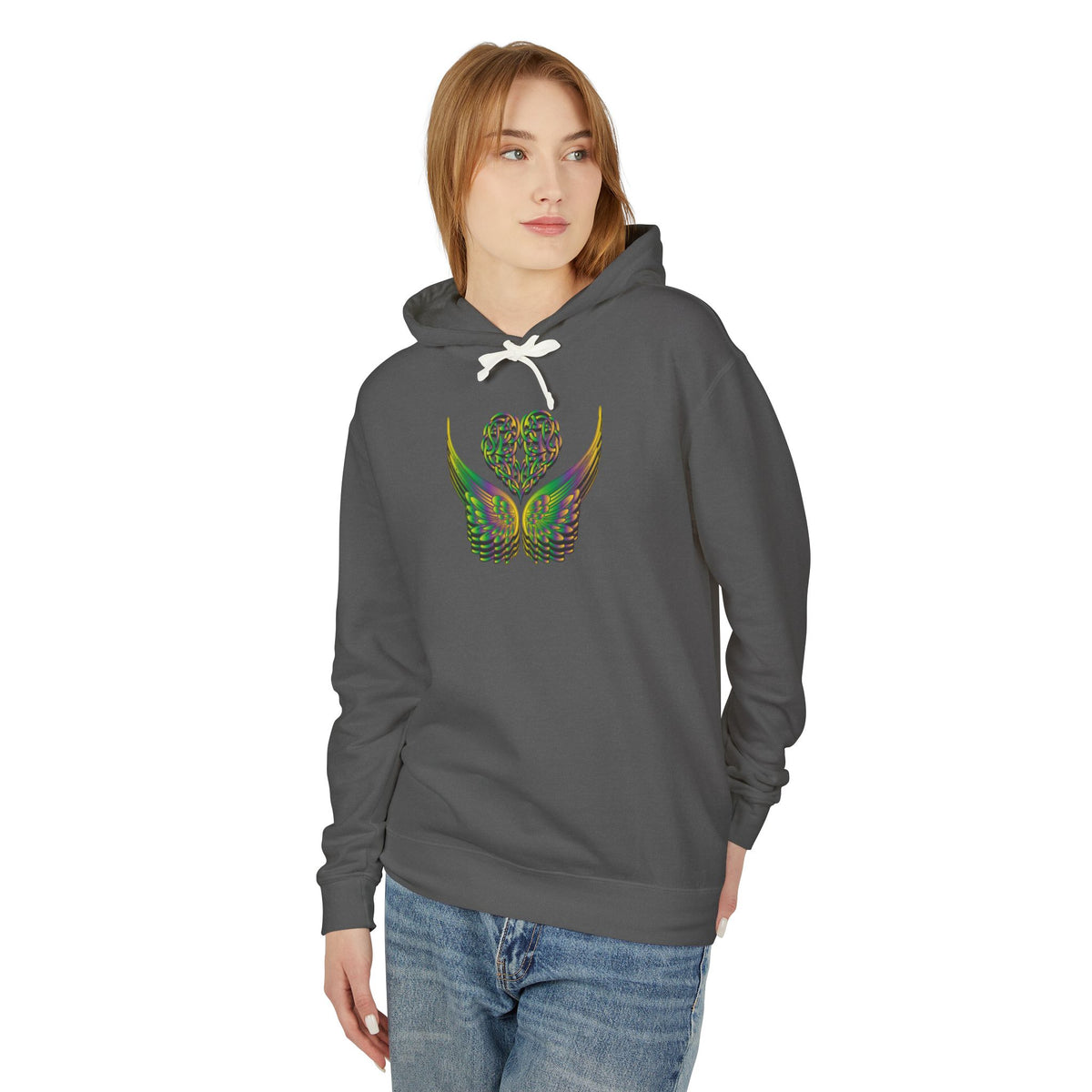 Ethereal Heart and Wings Hoodie for Nature Lovers - Lightweight™