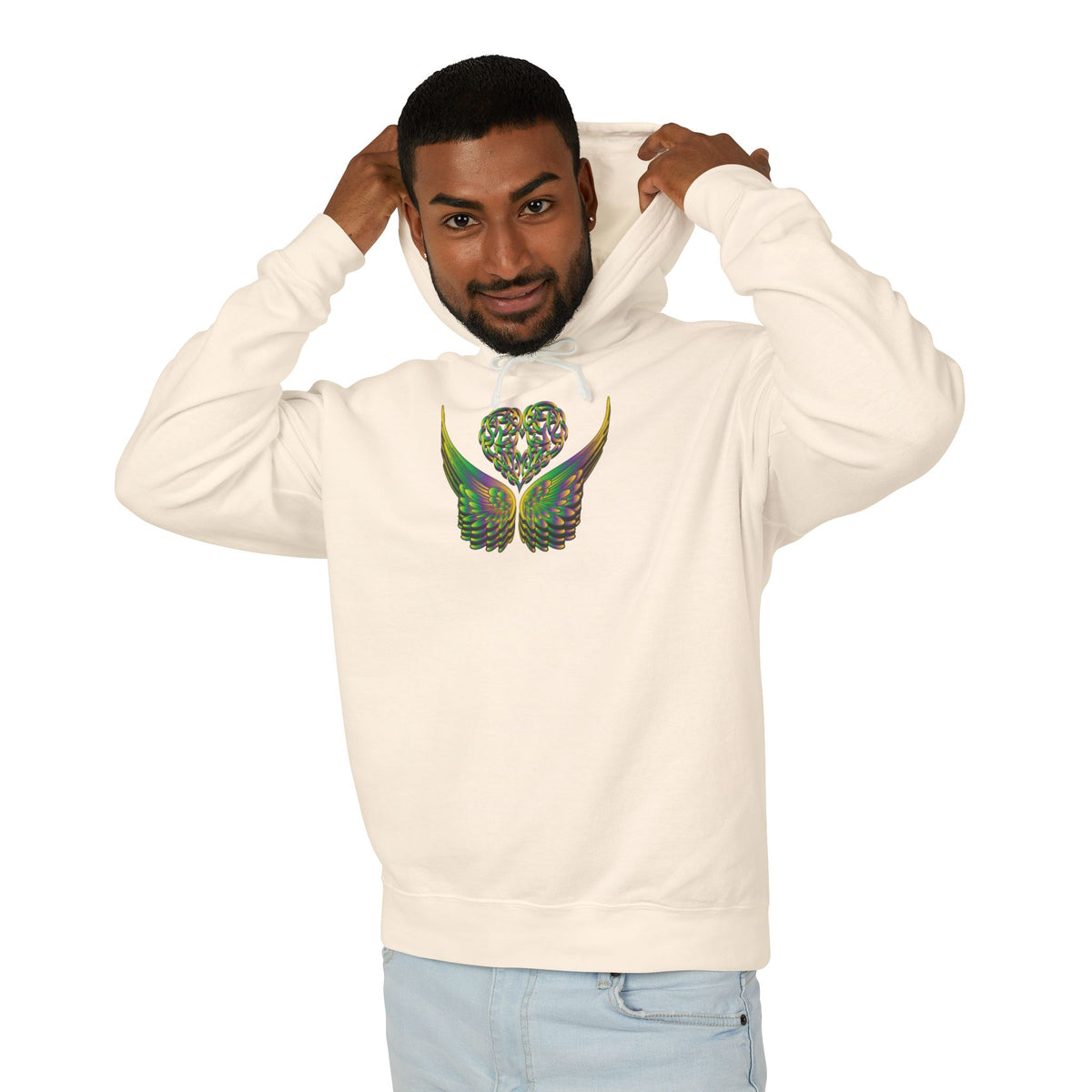 Ethereal Heart and Wings Hoodie for Nature Lovers - Lightweight™