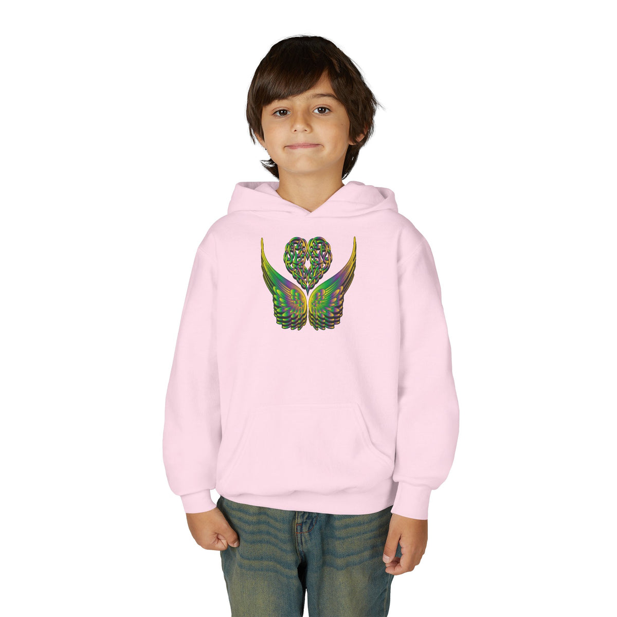 Youth Ethereal Heart and Wings Hoodie - Perfect for Nature Lovers