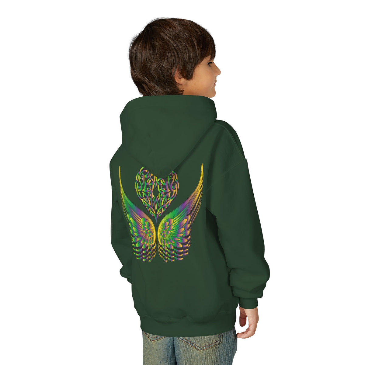 Youth Ethereal Heart and Wings Hoodie - Perfect for Nature Lovers