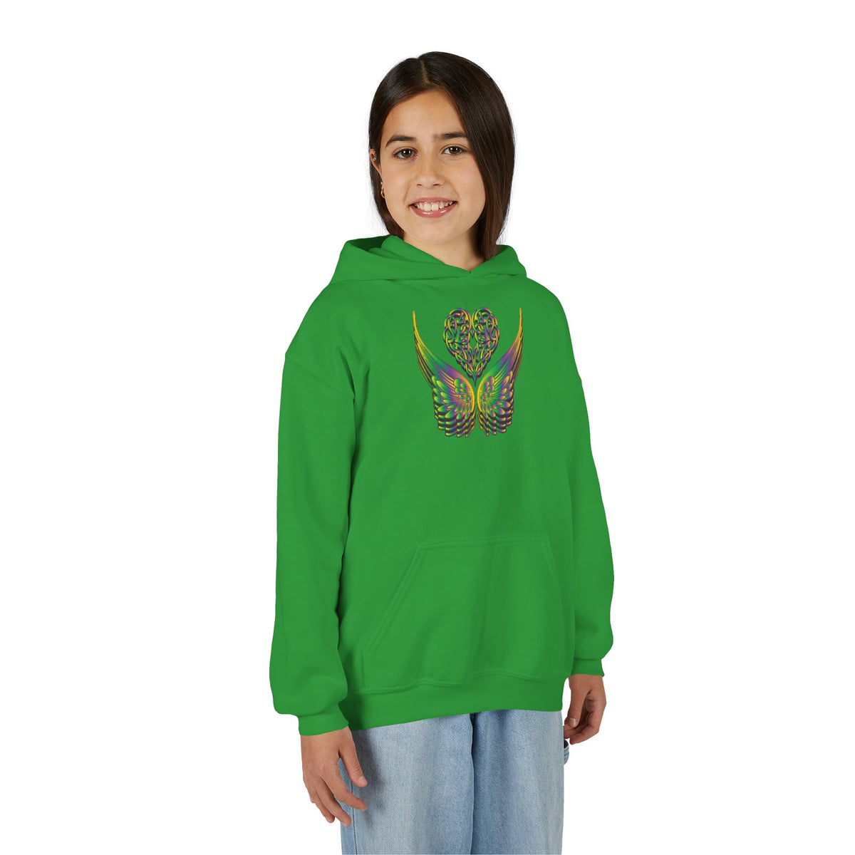 Youth Ethereal Heart and Wings Hoodie - Perfect for Nature Lovers