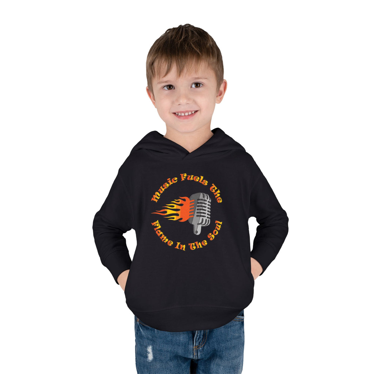 Toddler Retro Microphone Flame Graphic Tee Perfect for Young Musicians