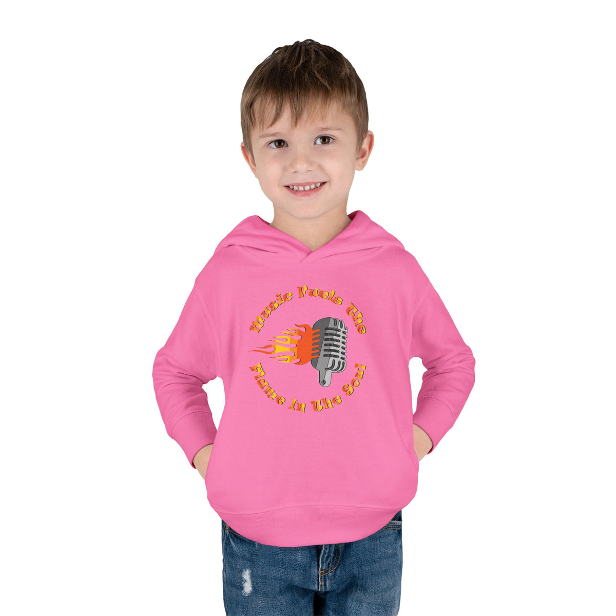 Toddler Retro Microphone Flame Graphic Tee Perfect for Young Musicians