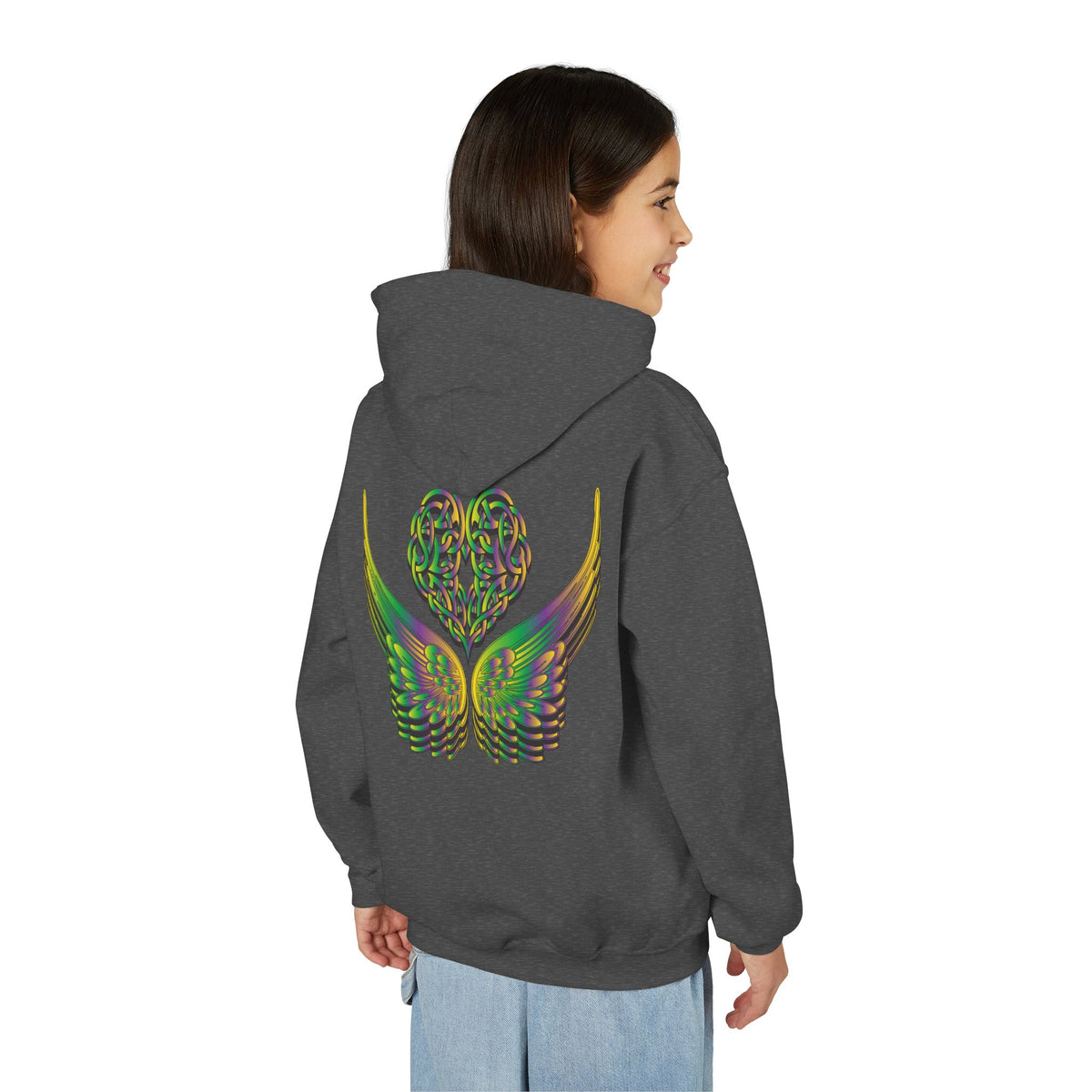 Youth Ethereal Heart and Wings Hoodie - Perfect for Nature Lovers