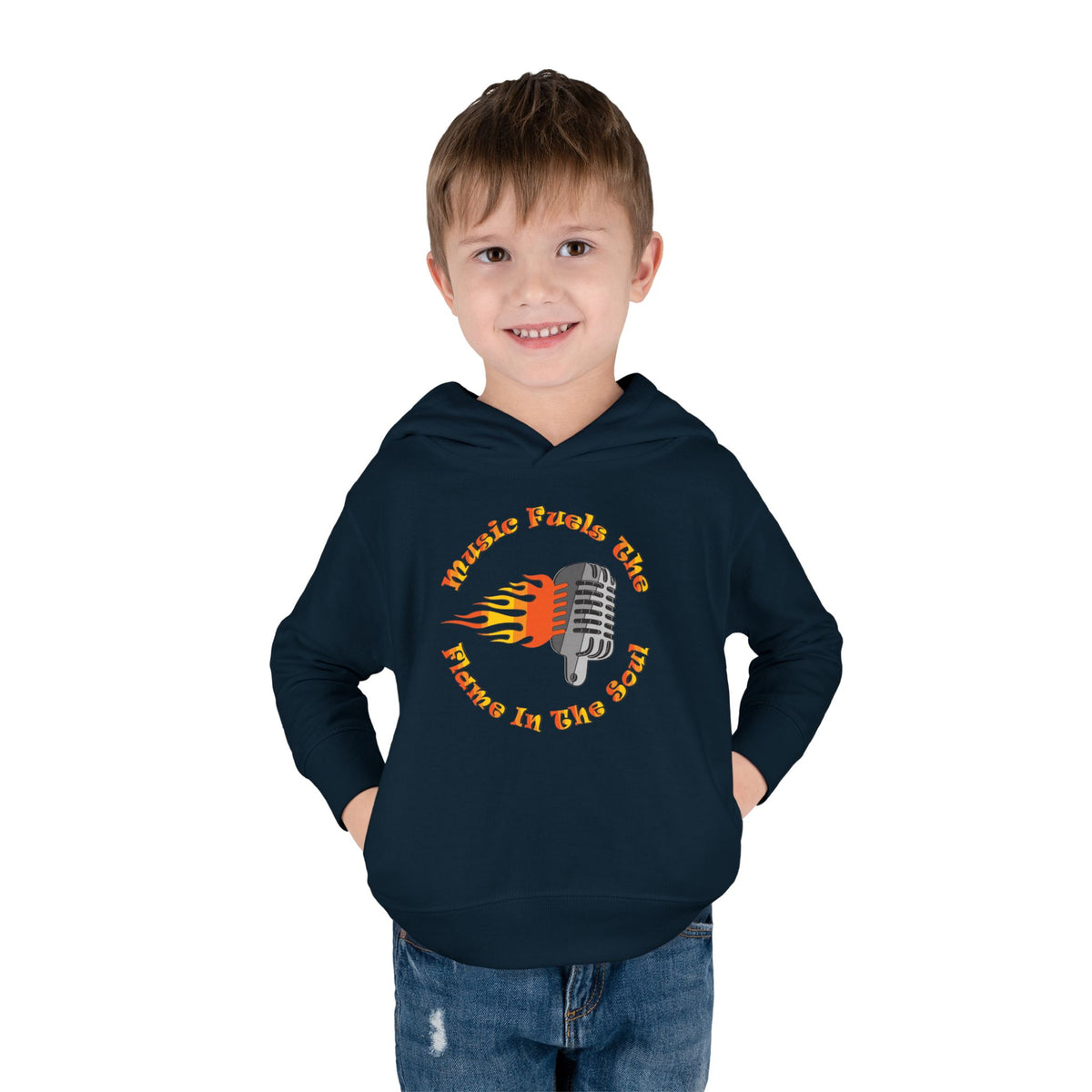 Toddler Retro Microphone Flame Graphic Tee Perfect for Young Musicians