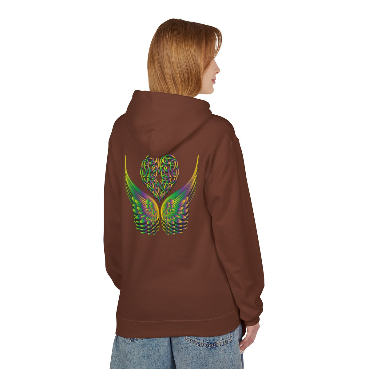 Ethereal Heart & Wings Design - Unisex Softstyle Fleece for All Occasions