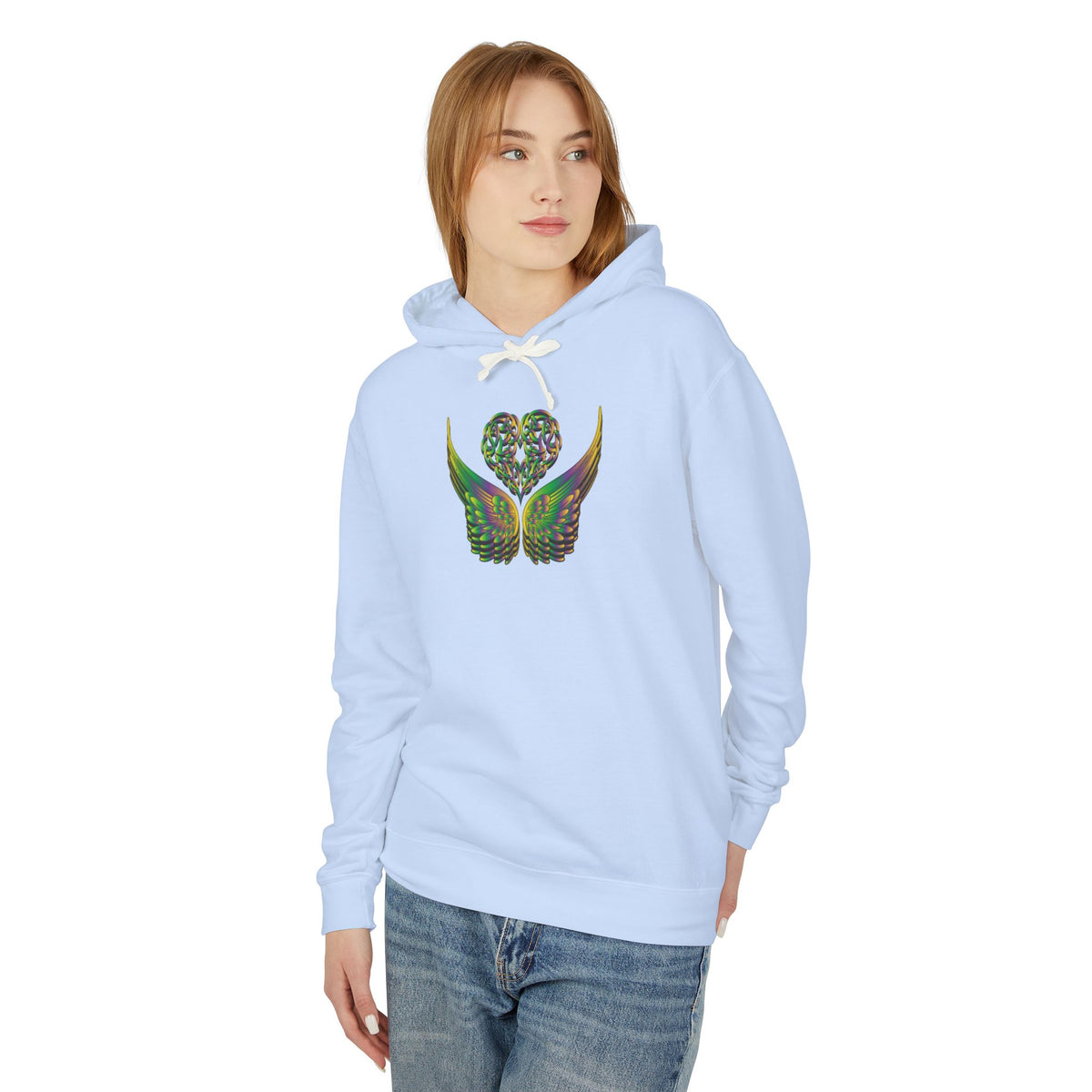 Ethereal Heart and Wings Hoodie for Nature Lovers - Lightweight™