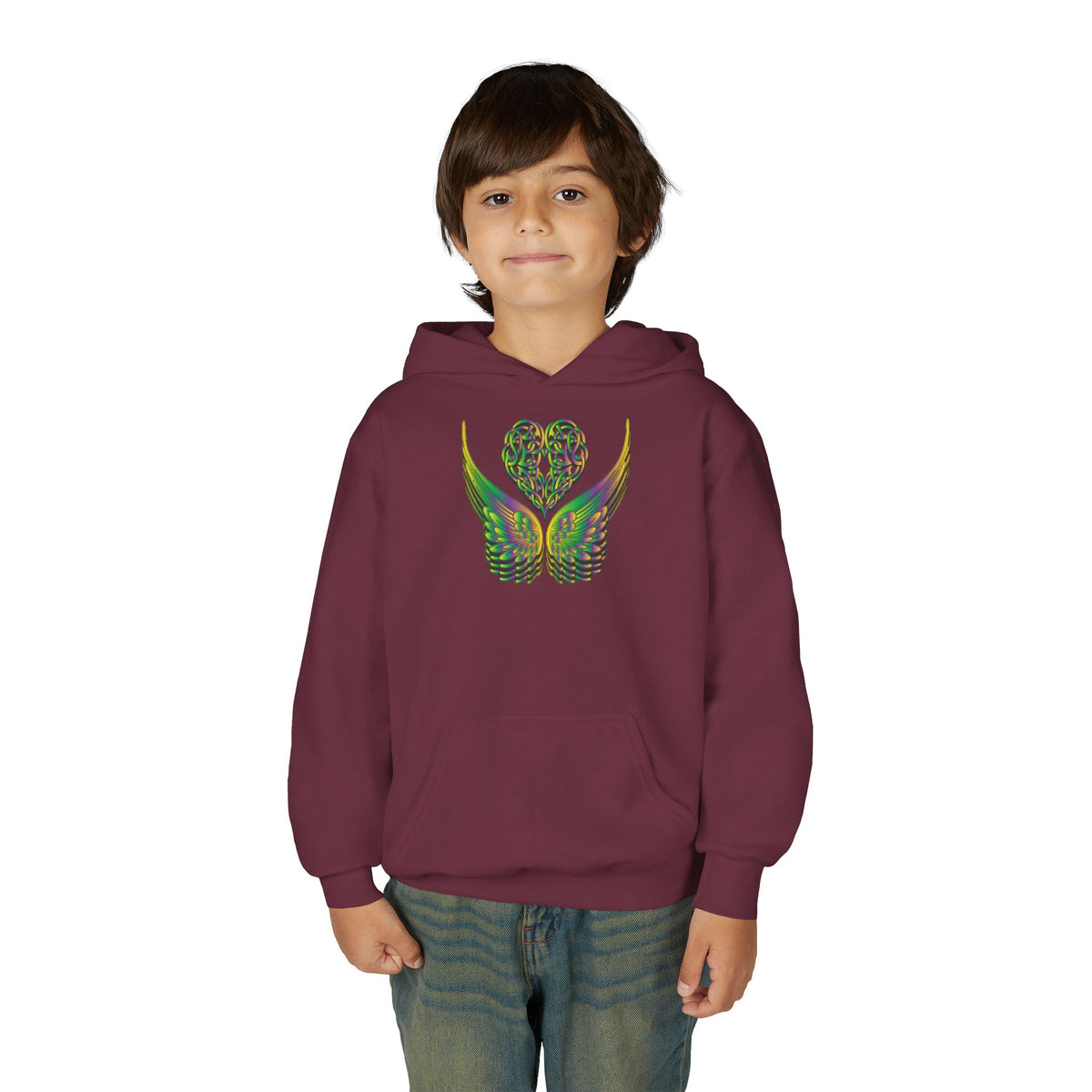 Youth Ethereal Heart and Wings Hoodie - Perfect for Nature Lovers