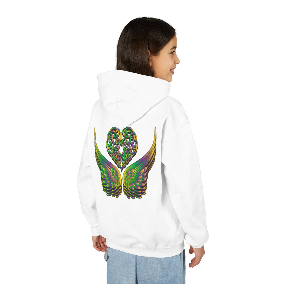 Youth Ethereal Heart and Wings Hoodie - Perfect for Nature Lovers