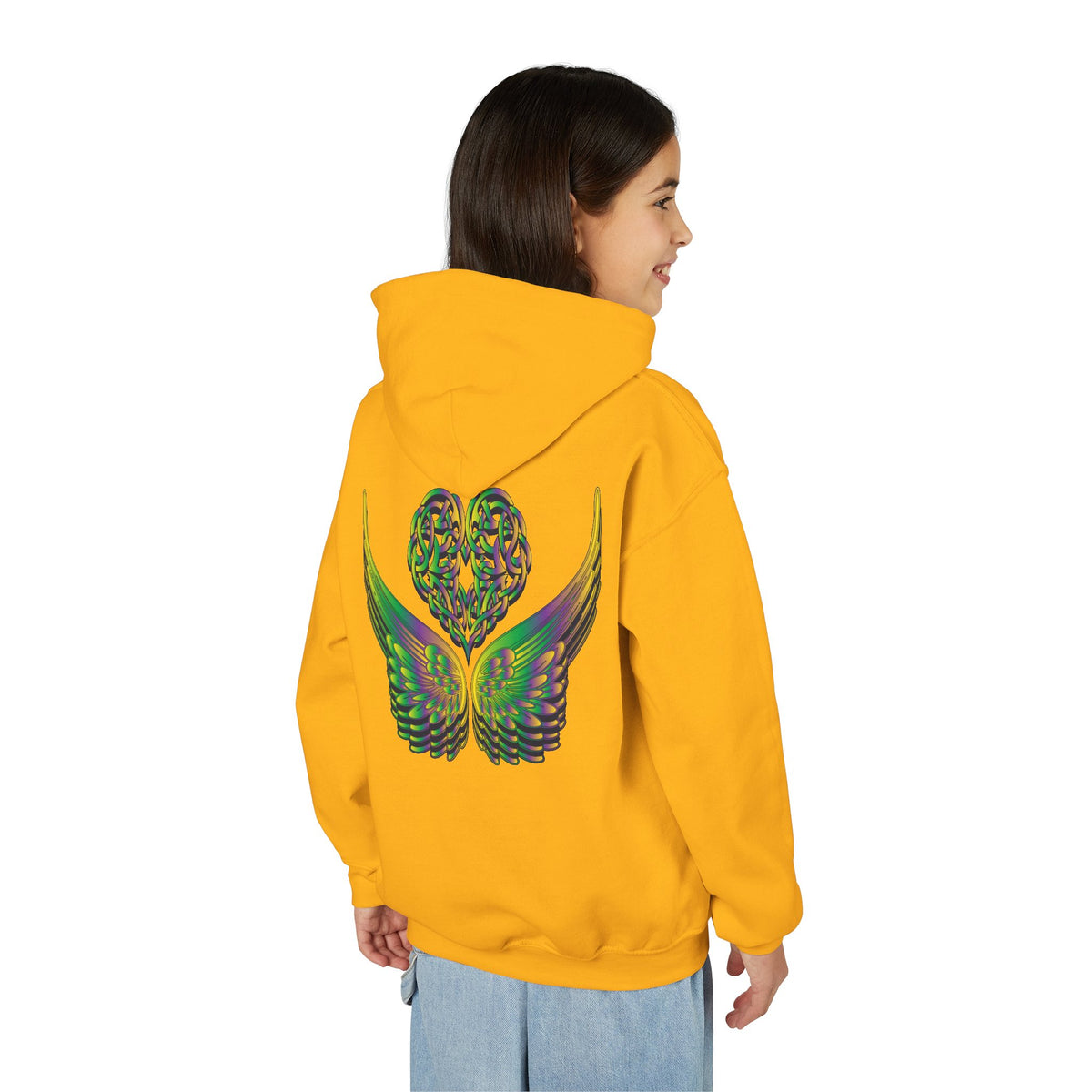 Youth Ethereal Heart and Wings Hoodie - Perfect for Nature Lovers