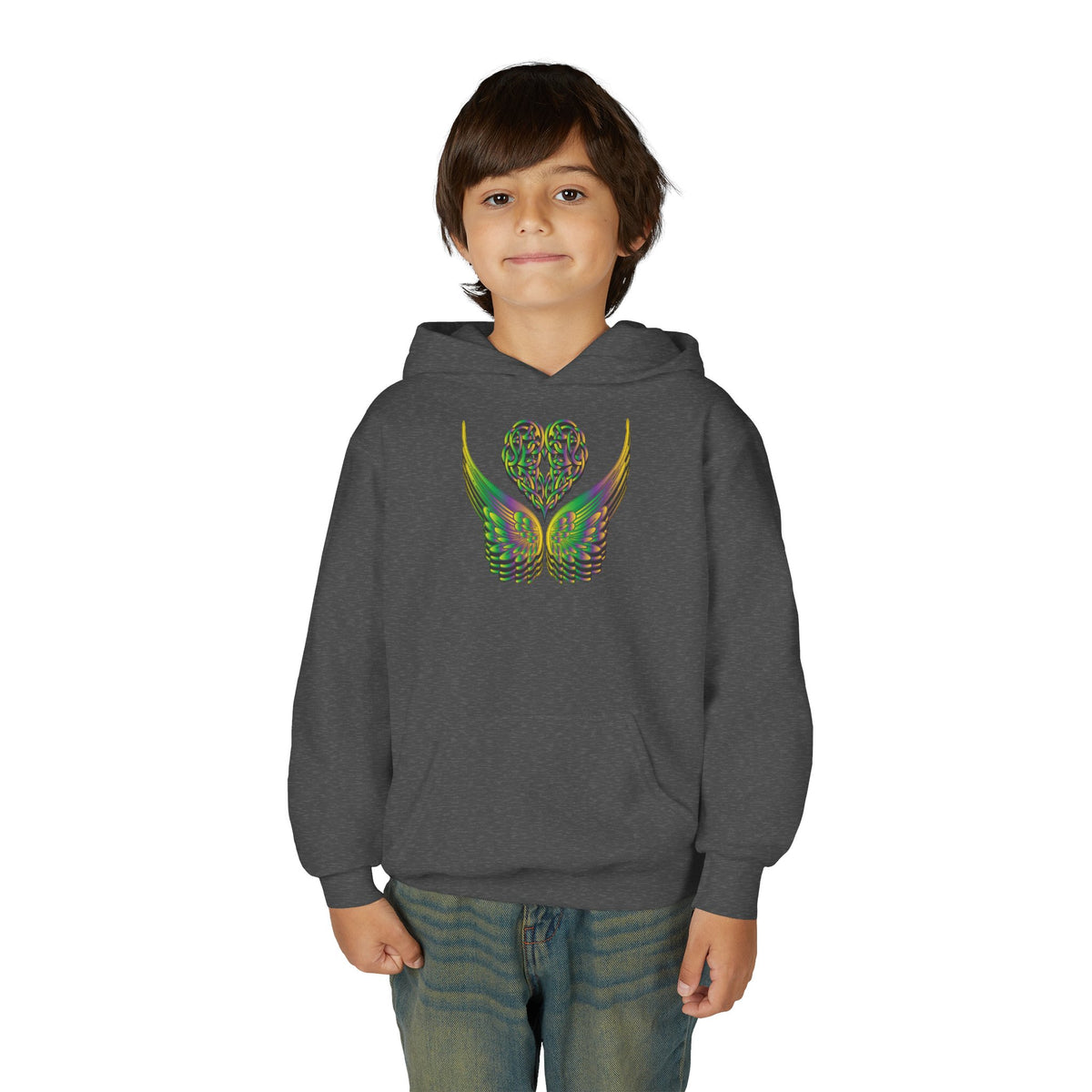 Youth Ethereal Heart and Wings Hoodie - Perfect for Nature Lovers