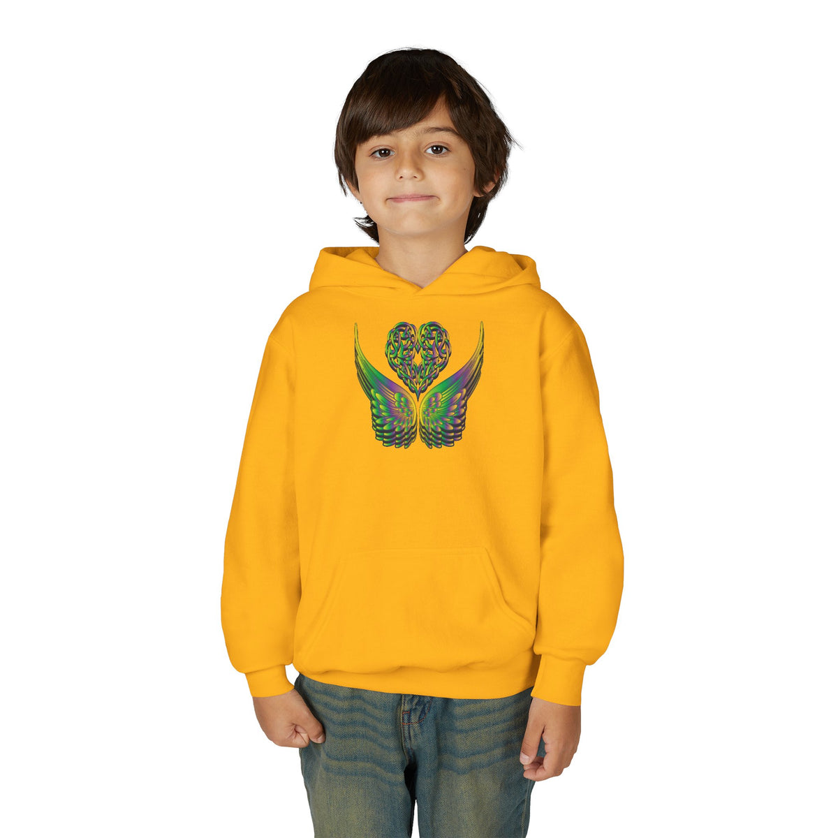 Youth Ethereal Heart and Wings Hoodie - Perfect for Nature Lovers
