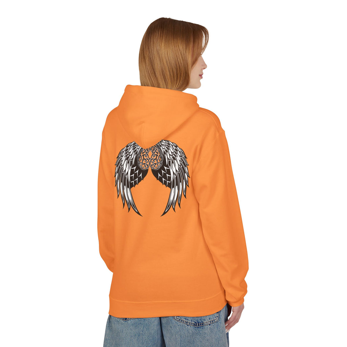 Celtic Heart with Angel Wings Graphic - Medium Weight Hooded Sweatshirt