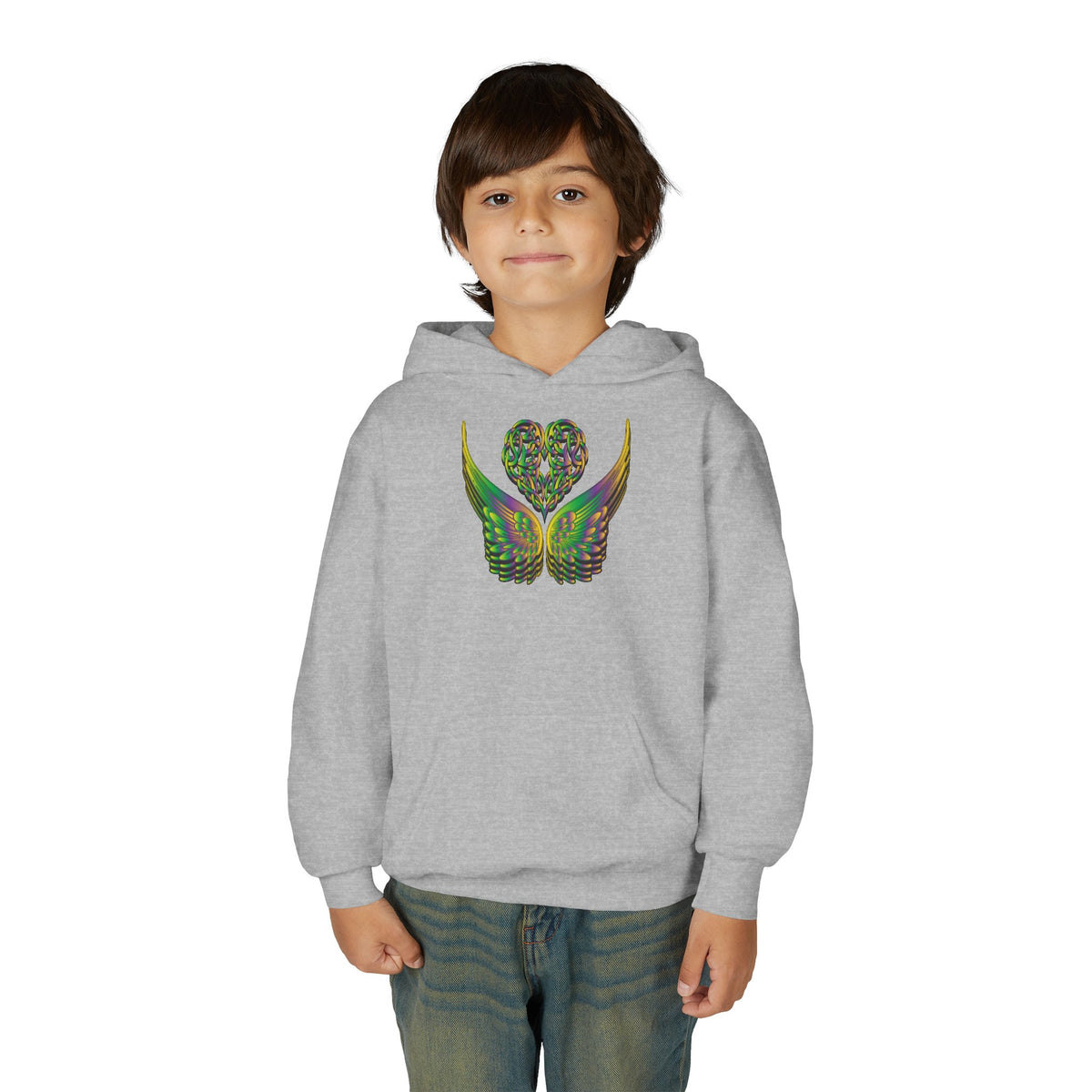 Youth Ethereal Heart and Wings Hoodie - Perfect for Nature Lovers