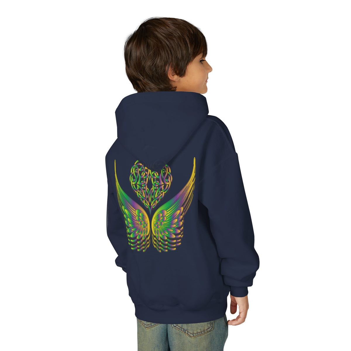 Youth Ethereal Heart and Wings Hoodie - Perfect for Nature Lovers