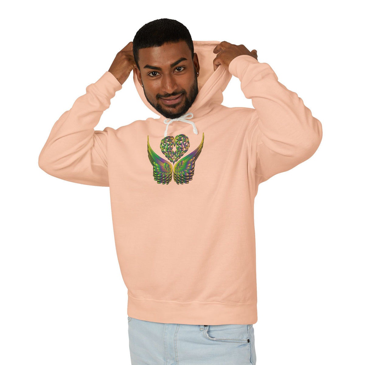 Ethereal Heart and Wings Hoodie for Nature Lovers - Lightweight™