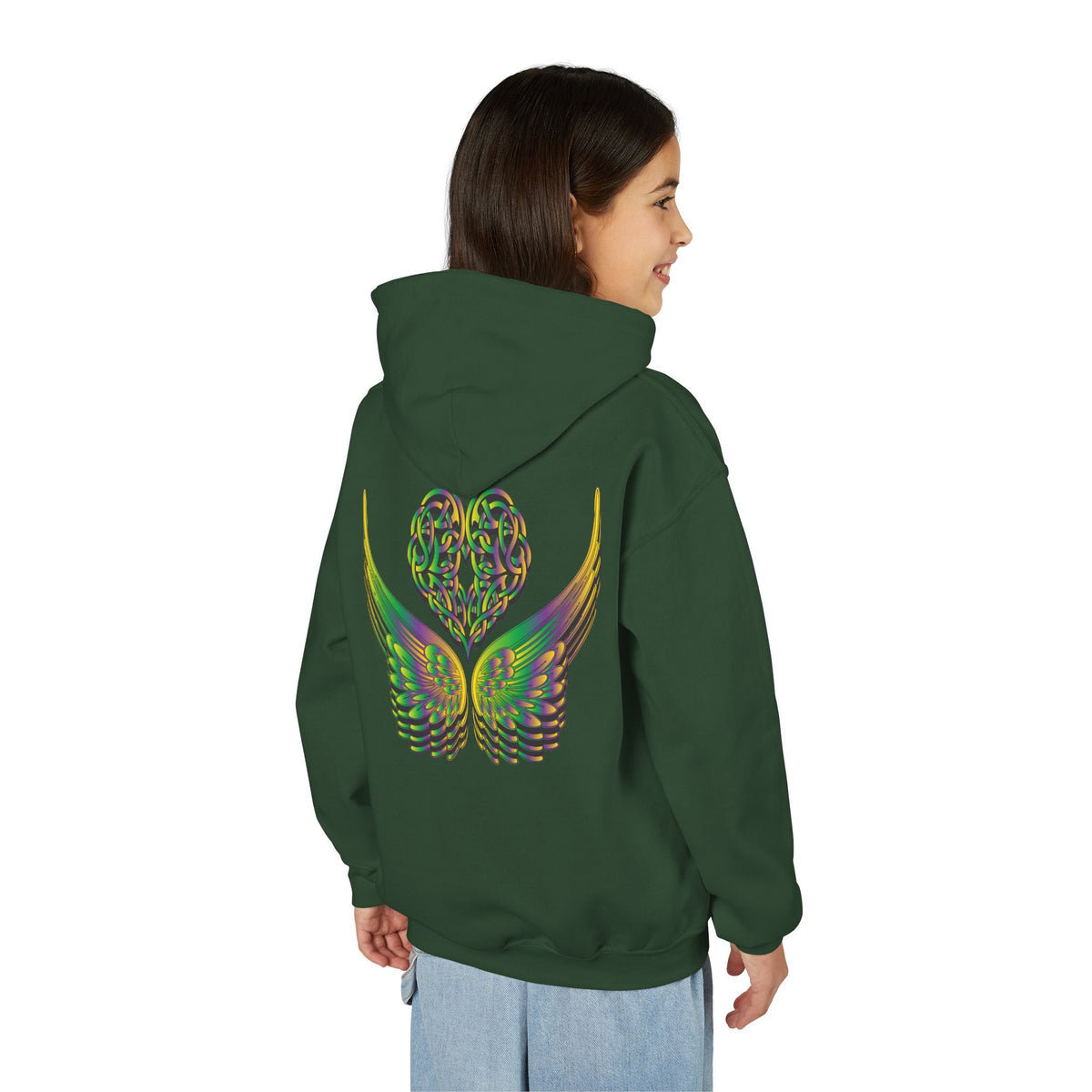 Youth Ethereal Heart and Wings Hoodie - Perfect for Nature Lovers