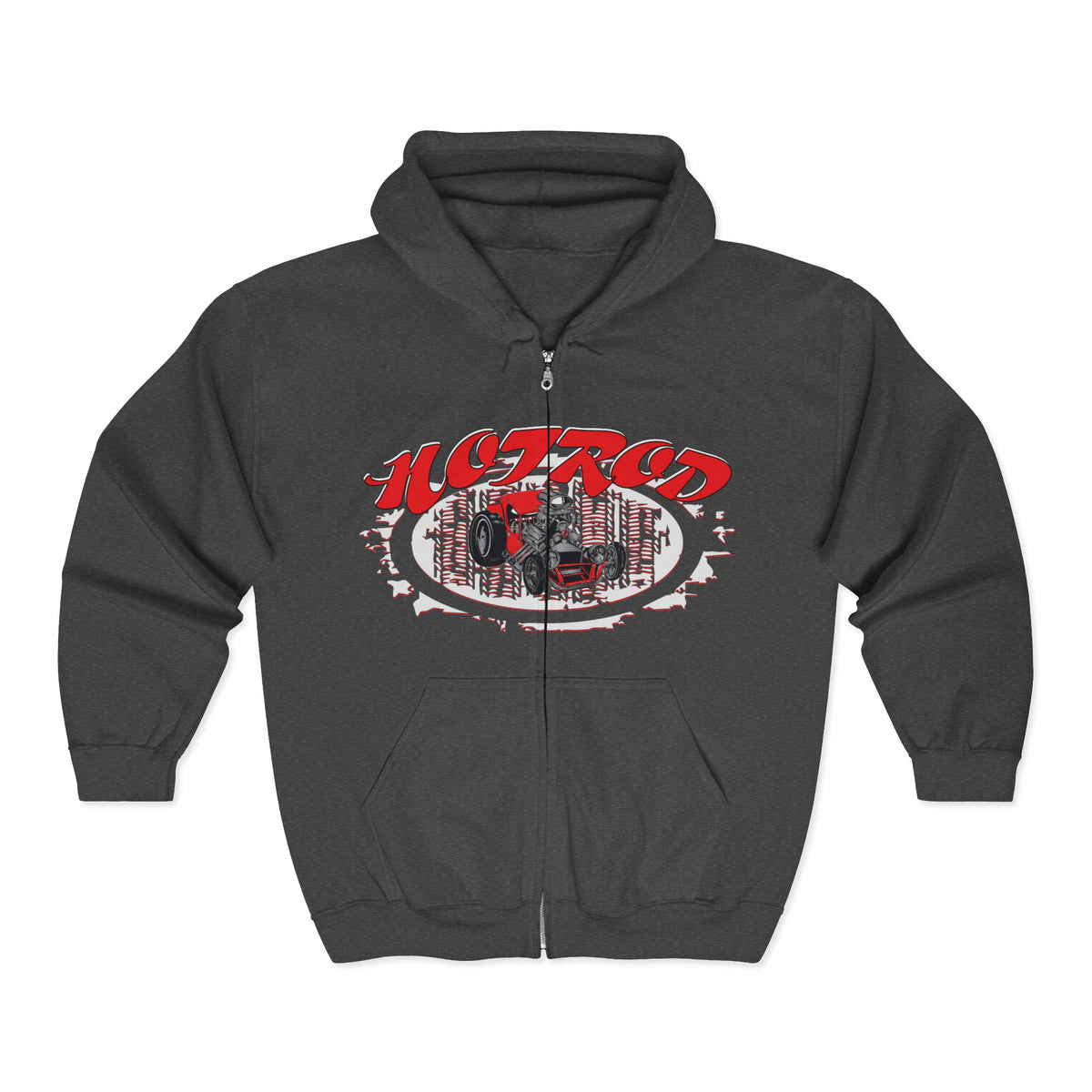 Retro Hotrod Hoodie for Classic Car Enthusiasts - Heavy Blend Full Zip Sweatshirt