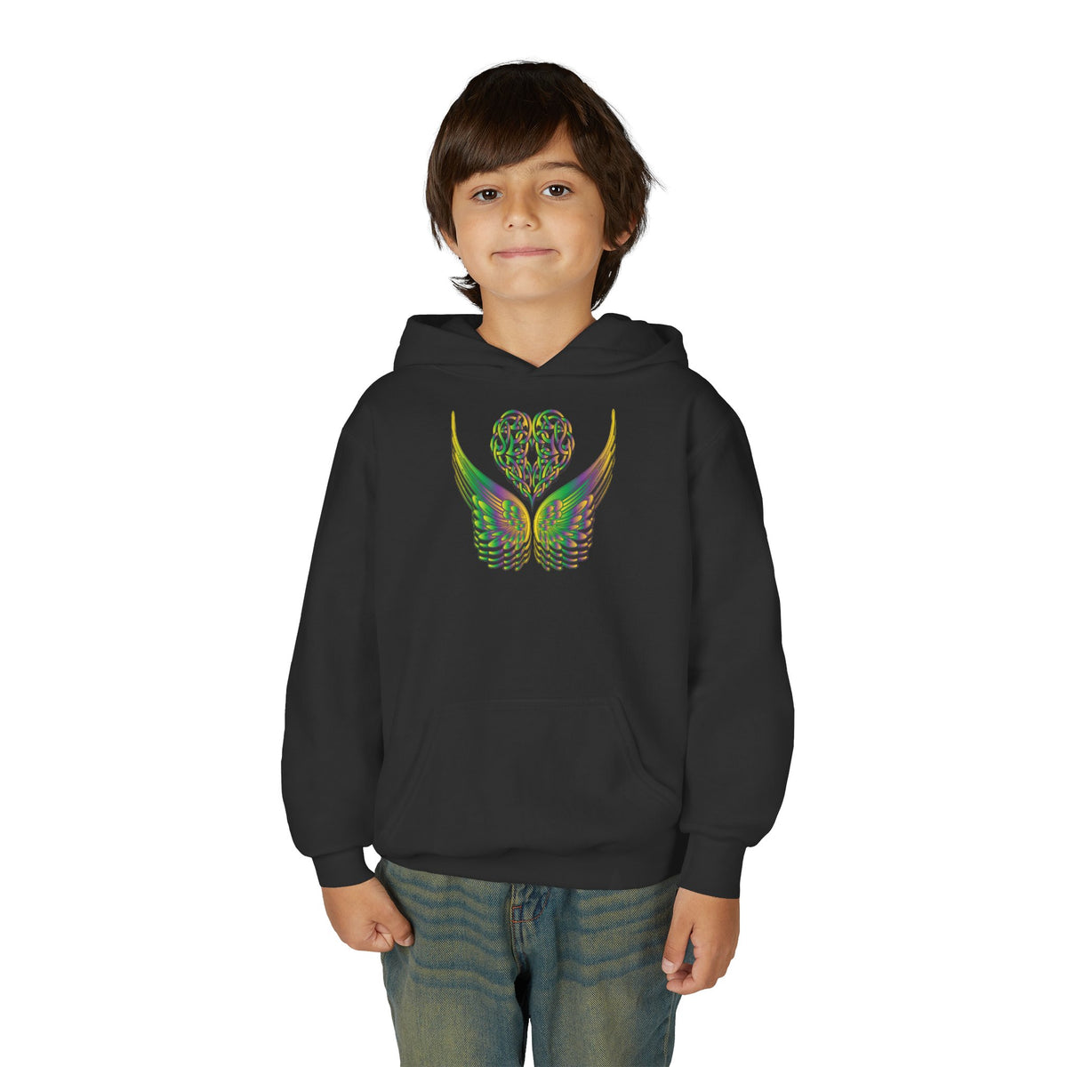 Youth Ethereal Heart and Wings Hoodie - Perfect for Nature Lovers