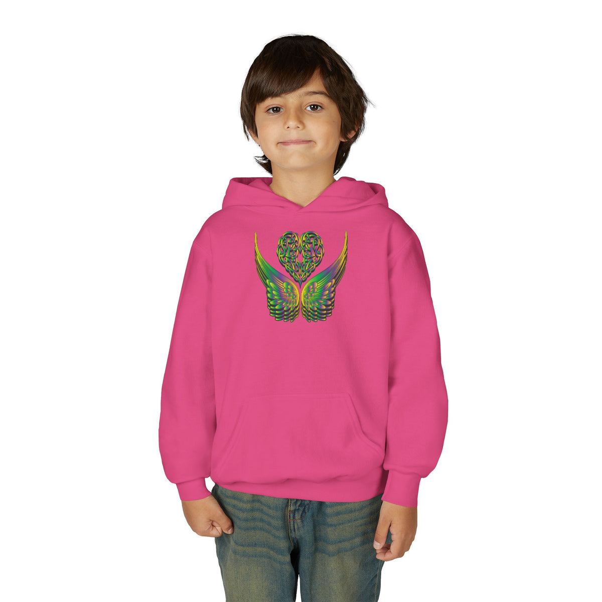 Youth Ethereal Heart and Wings Hoodie - Perfect for Nature Lovers