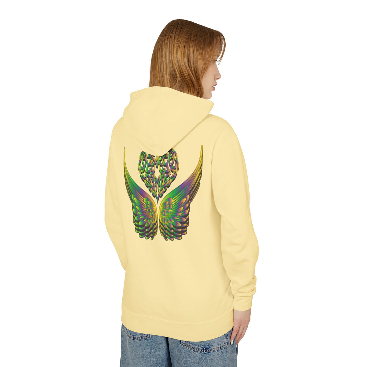 Ethereal Heart and Wings Hoodie for Nature Lovers - Lightweight™