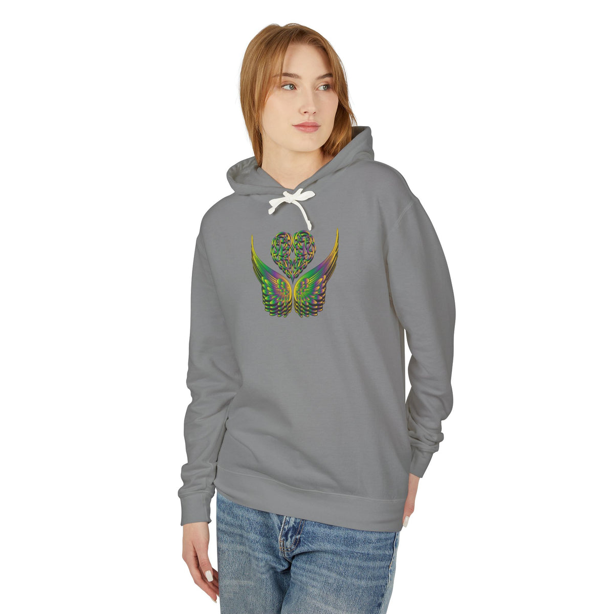 Ethereal Heart and Wings Hoodie for Nature Lovers - Lightweight™