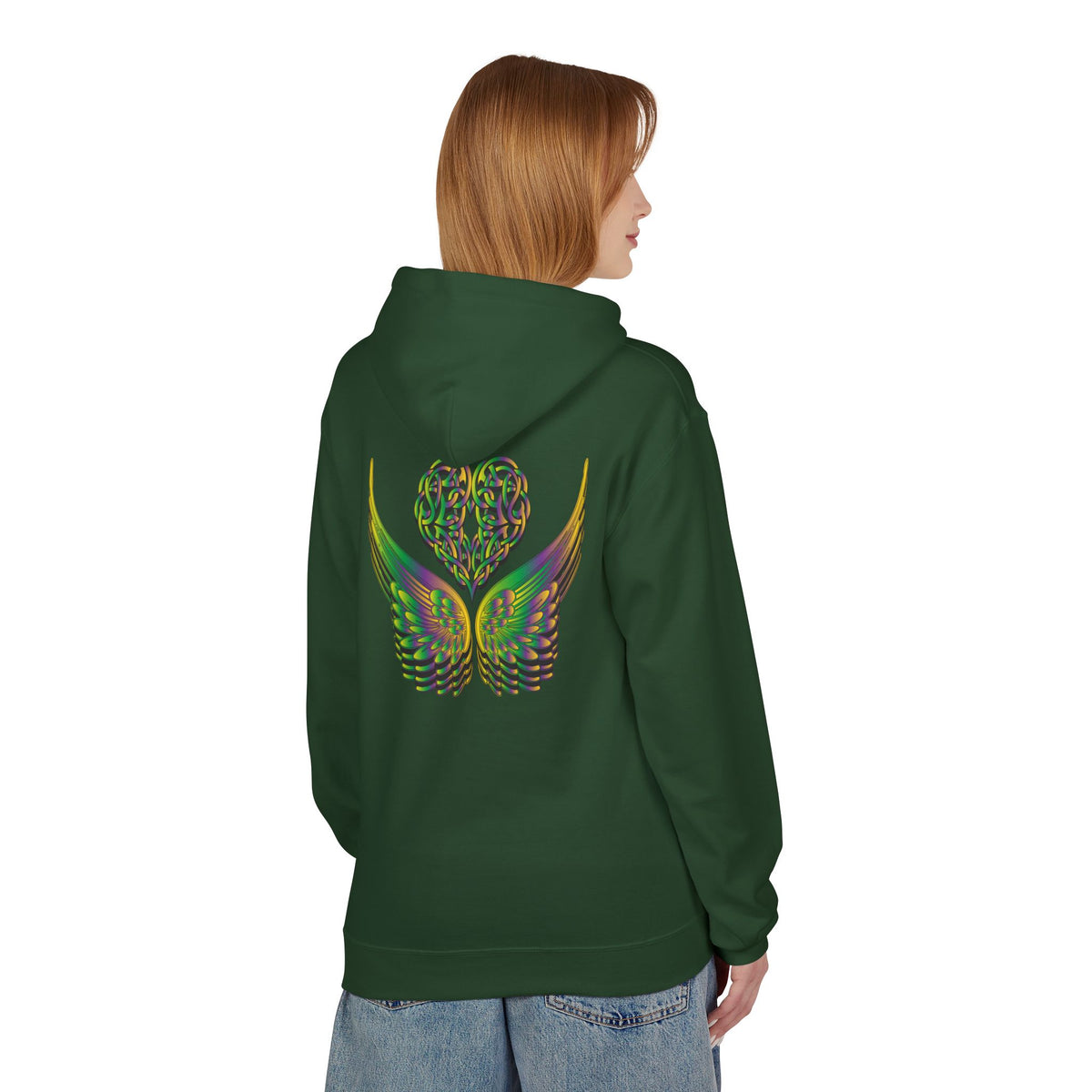 Ethereal Heart & Wings Design - Unisex Softstyle Fleece for All Occasions