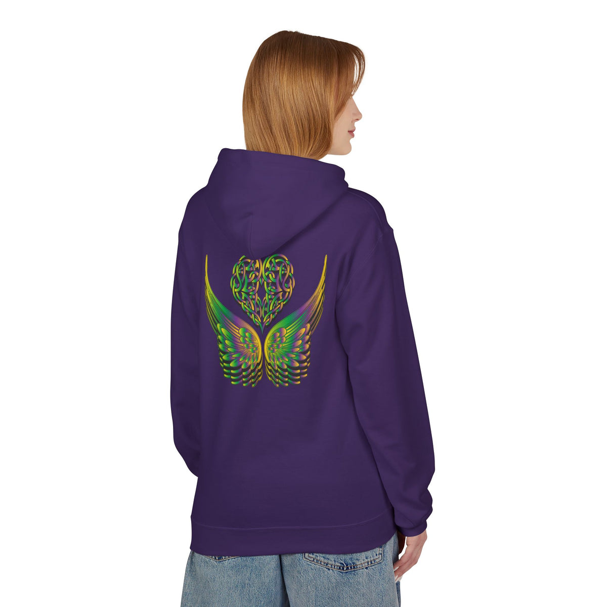 Ethereal Heart & Wings Design - Unisex Softstyle Fleece for All Occasions