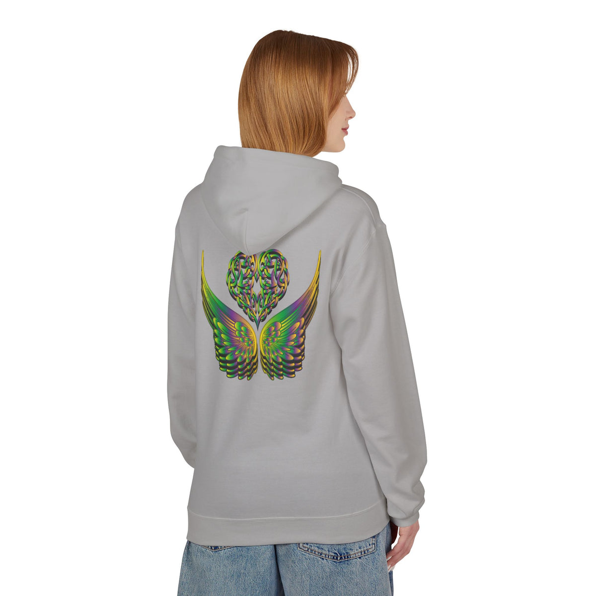 Ethereal Heart & Wings Design - Unisex Softstyle Fleece for All Occasions