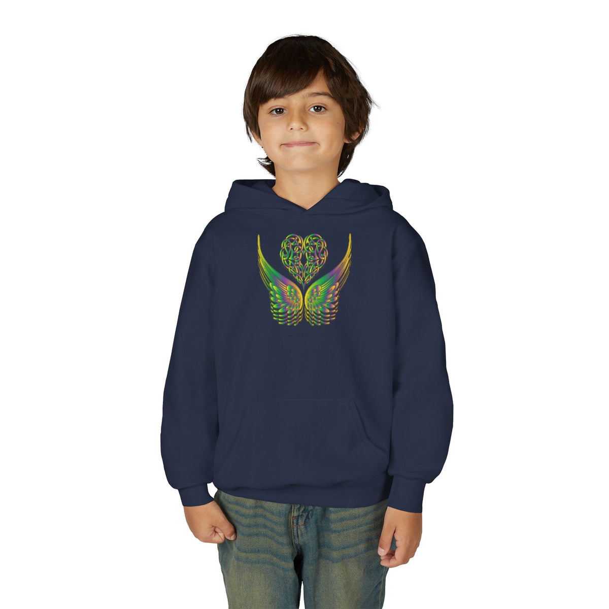 Youth Ethereal Heart and Wings Hoodie - Perfect for Nature Lovers