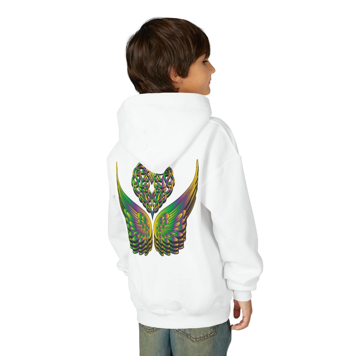 Youth Ethereal Heart and Wings Hoodie - Perfect for Nature Lovers