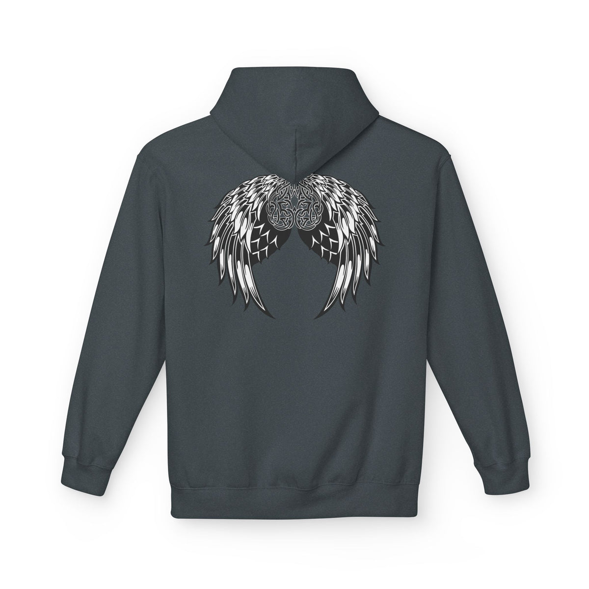 Celtic Heart with Angel Wings Graphic - Medium Weight Hooded Sweatshirt