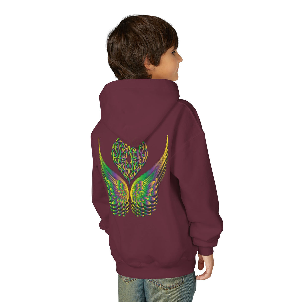 Youth Ethereal Heart and Wings Hoodie - Perfect for Nature Lovers