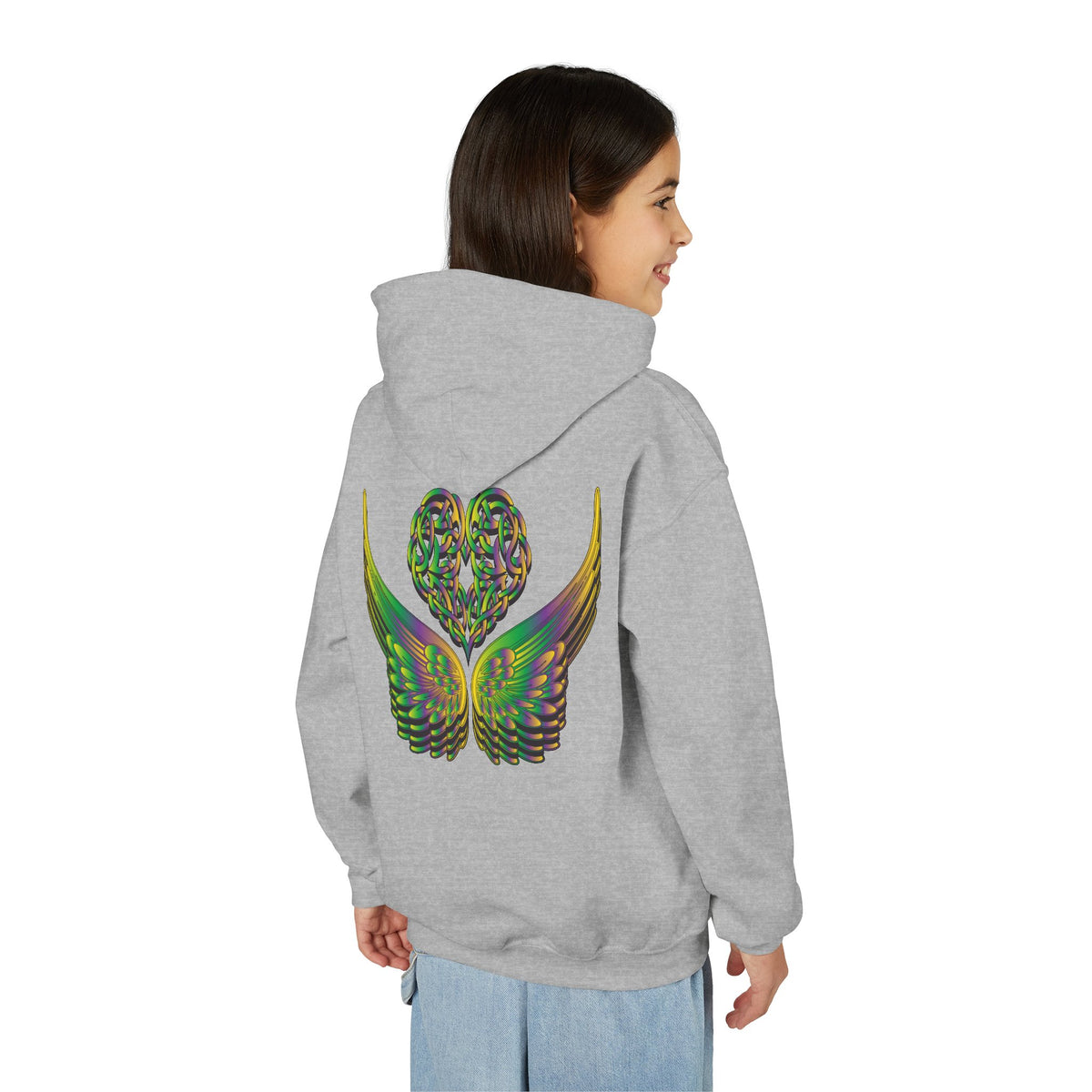 Youth Ethereal Heart and Wings Hoodie - Perfect for Nature Lovers