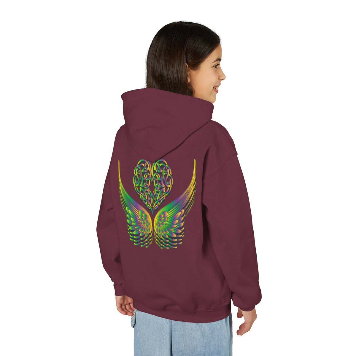 Youth Ethereal Heart and Wings Hoodie - Perfect for Nature Lovers