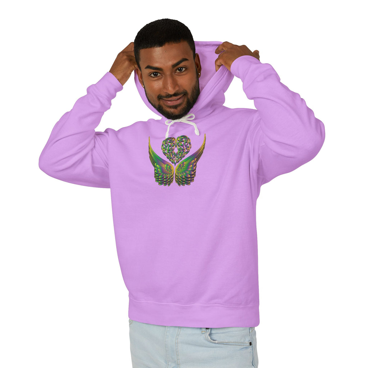 Ethereal Heart and Wings Hoodie for Nature Lovers - Lightweight™
