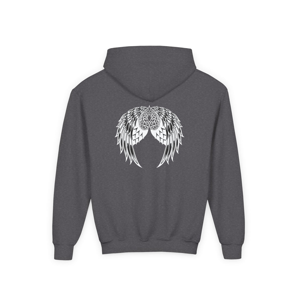 Youth Celtic Heart with Angel Wings Hoodie - Perfect for Nature Lovers