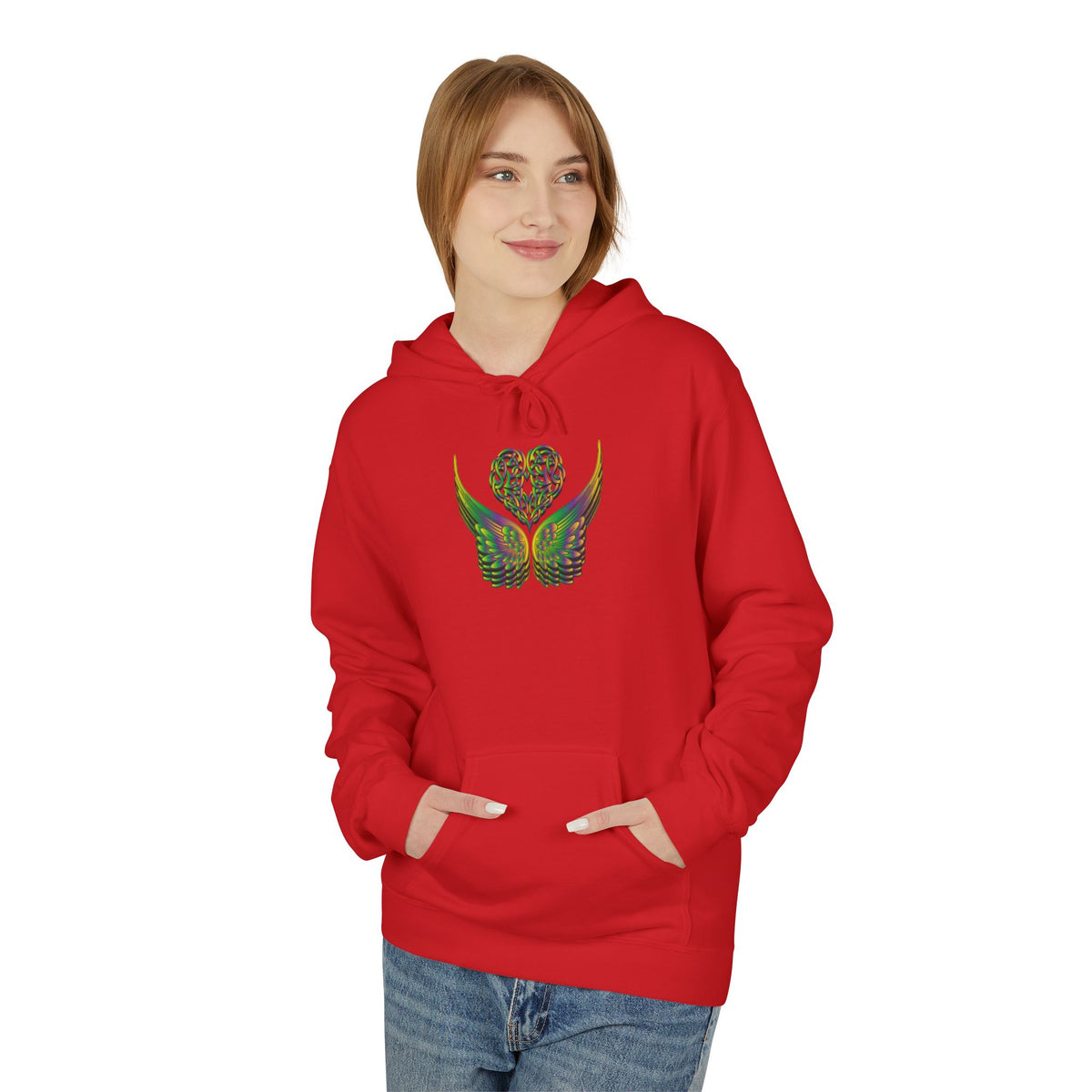 Ethereal Heart & Wings Design - Unisex Softstyle Fleece for All Occasions