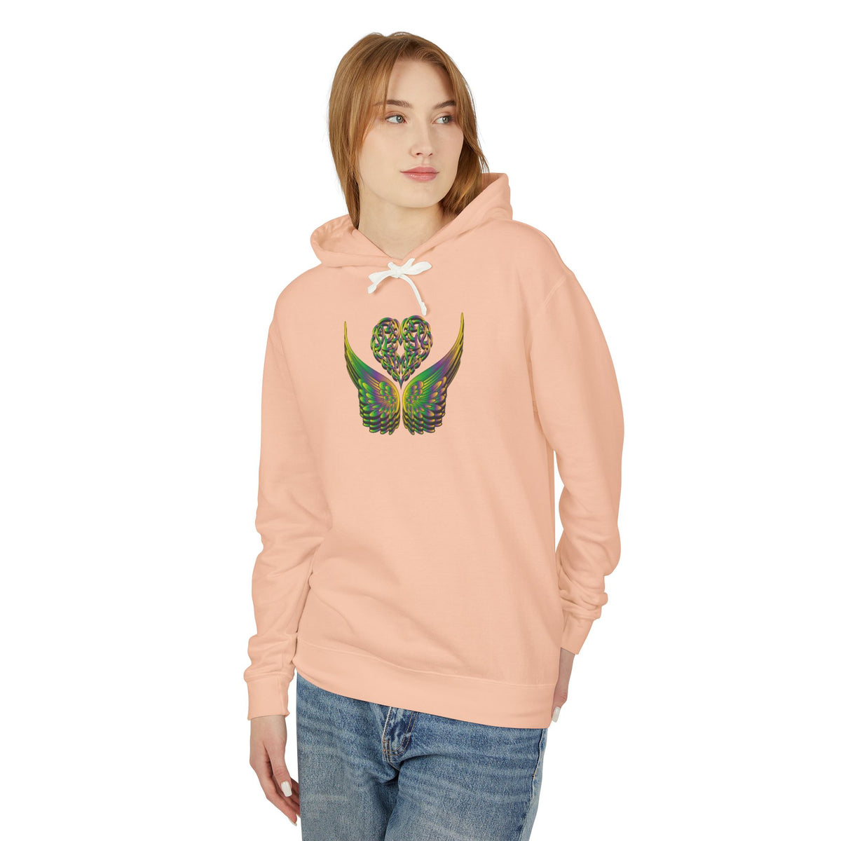 Ethereal Heart and Wings Hoodie for Nature Lovers - Lightweight™