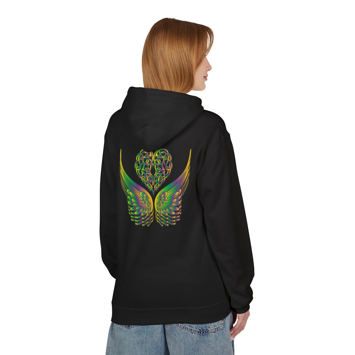 Ethereal Heart & Wings Design - Unisex Softstyle Fleece for All Occasions