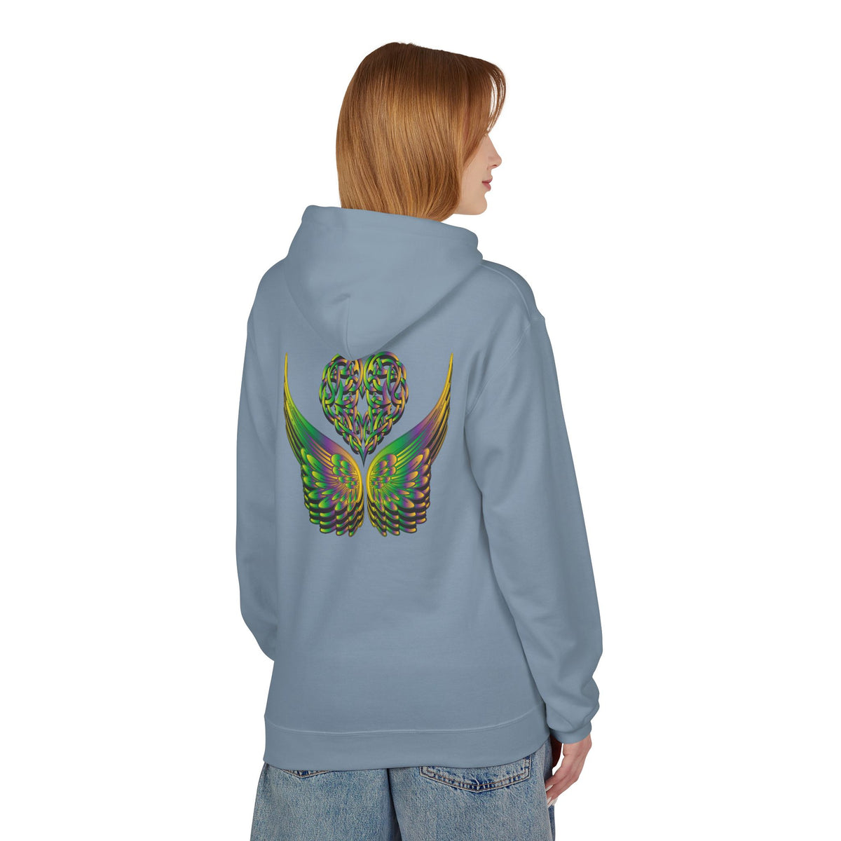 Ethereal Heart & Wings Design - Unisex Softstyle Fleece for All Occasions