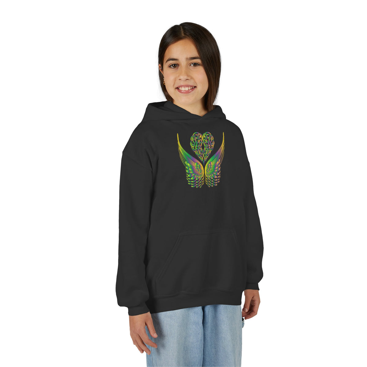 Youth Ethereal Heart and Wings Hoodie - Perfect for Nature Lovers