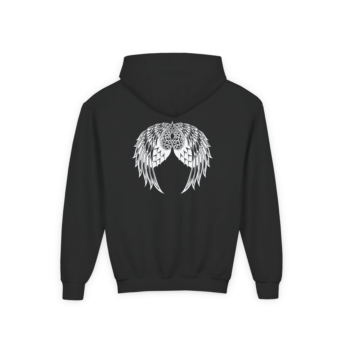 Youth Celtic Heart with Angel Wings Hoodie - Perfect for Nature Lovers